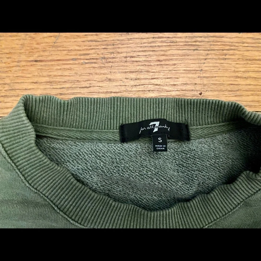 7 for all mankind Cropped Green Sweatshirt Size S - Picture 2 of 4